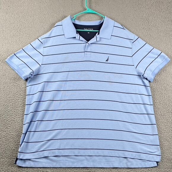 Nautica Men's 4XL Blue Navy Striped Performance Deck Polo Shirt Big Tall - Picture 1 of 9